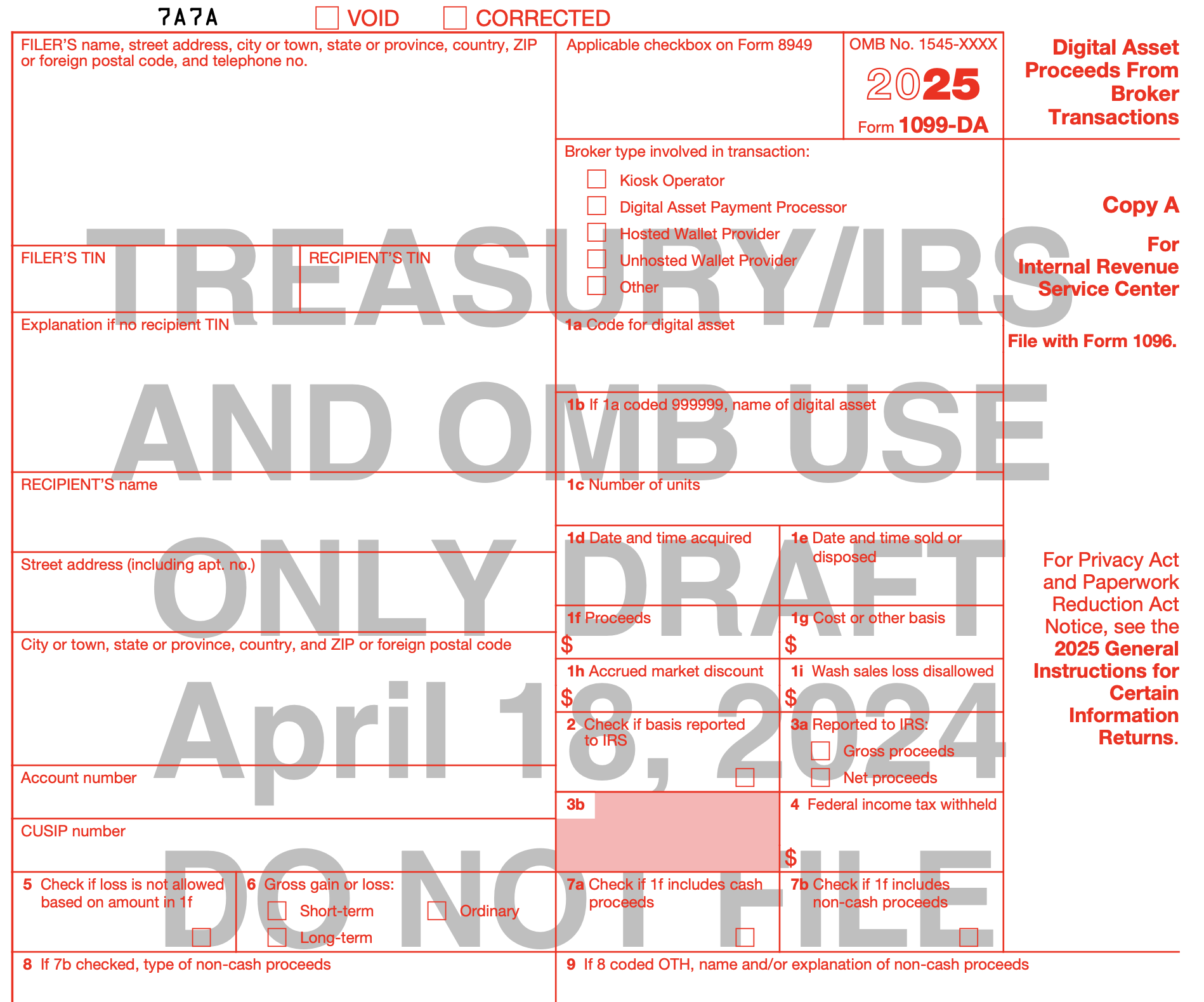 IRS releases draft of 2025 digital asset reporting form for US taxpayers