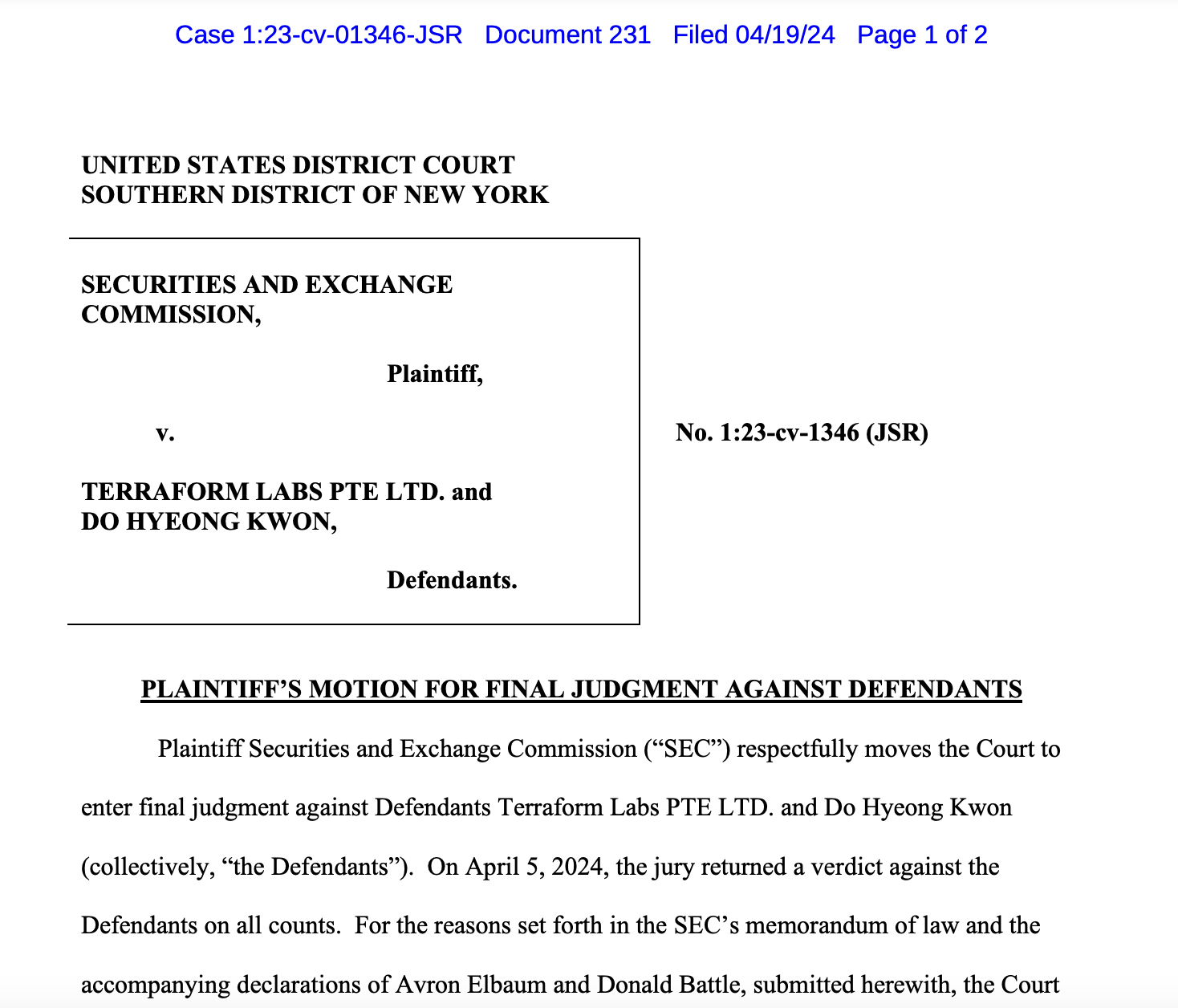 SEC seeks $5.3B judgment against Terraform Labs and Do Kwon